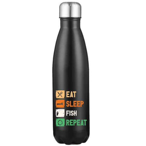 Eat Sleep Fishing Repeat Stainless Steel Water Bottle 17 Oz | Availabl