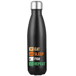 Eat Sleep Fishing Repeat Stainless Steel Water Bottle 17 Oz | Available in 2 Colors