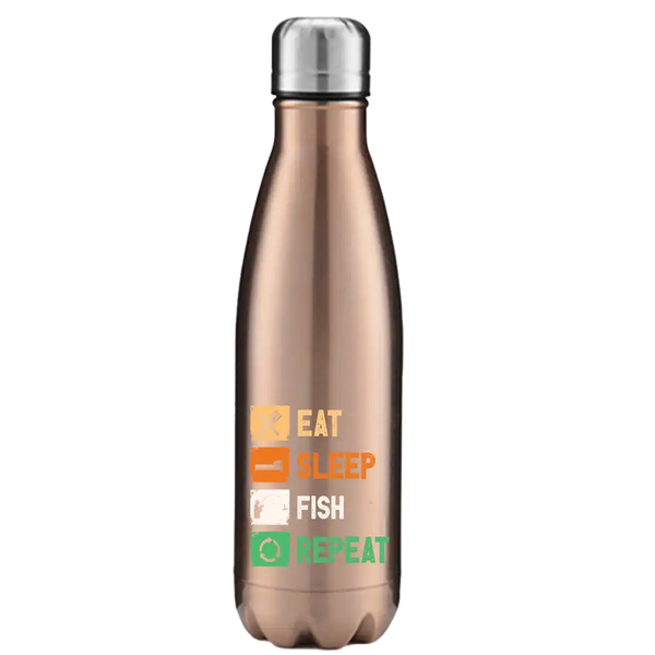 Eat Sleep Fishing Repeat Stainless Steel Water Bottle 17 Oz | Available in 2 Colors