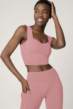 Dusty Pink Longline Sleek Padded Sports Bra