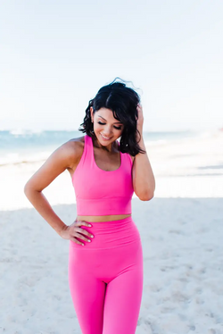 GOLD ELITE APPAREL - Hot Pink Criss Cross Sports Bra - ONLY A FEW LEFT!