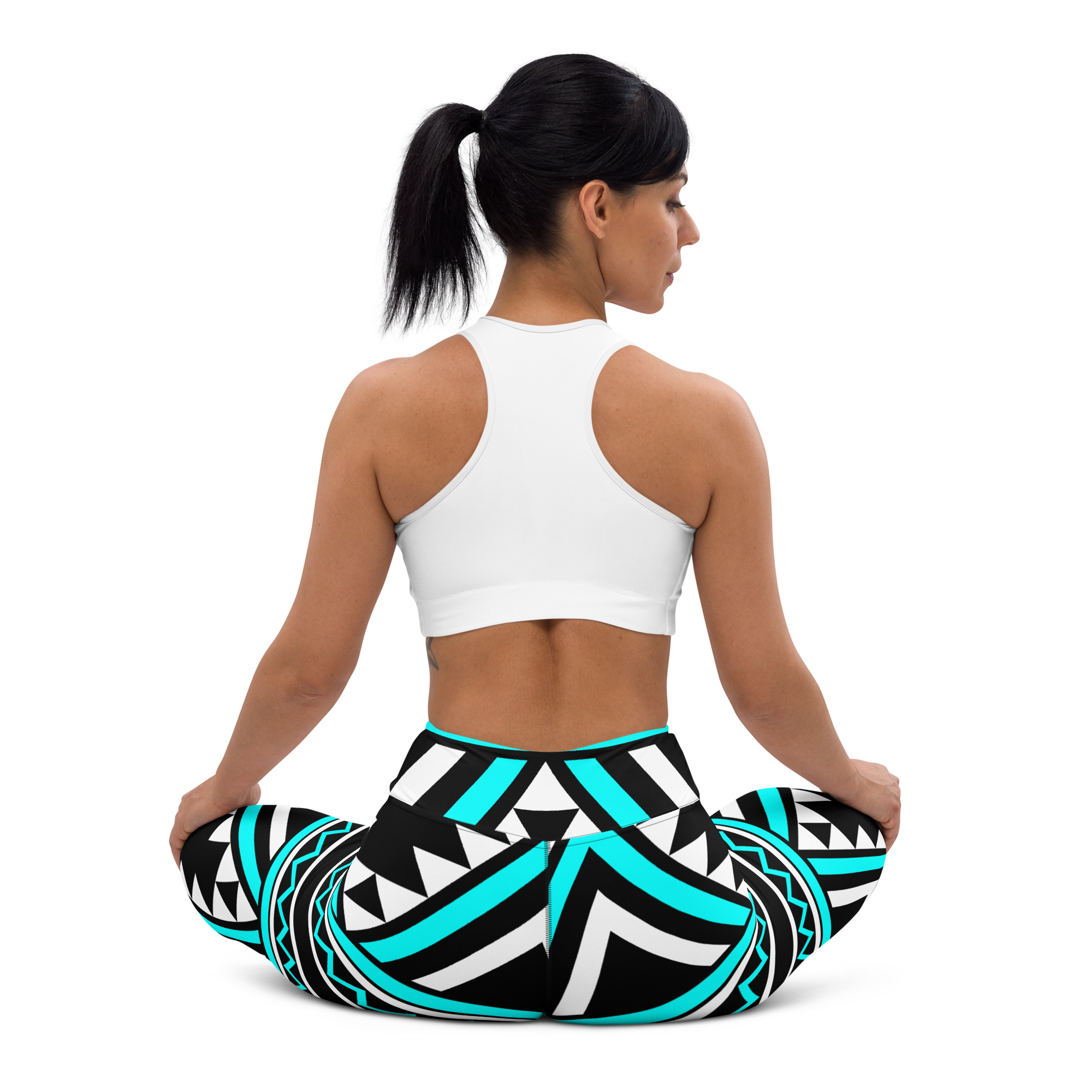 SHE REBEL - Blue Tribal Print Yoga Leggings