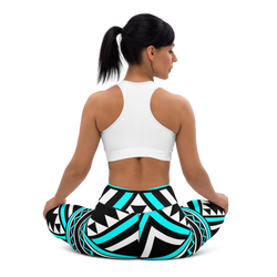 SHE REBEL - Blue Tribal Print Yoga Leggings