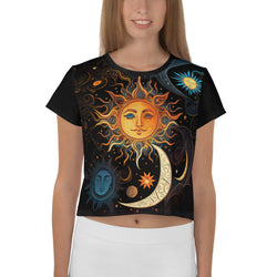 SHE REBEL - Sun & Moon Celestial Graphic Crop Top