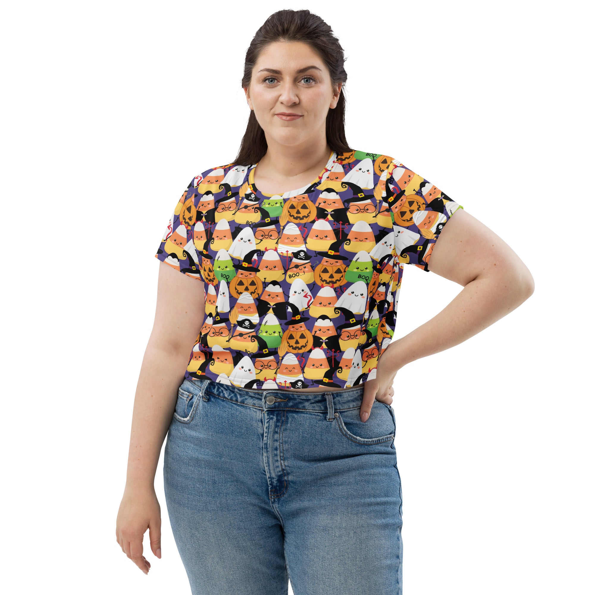 Halloween Candy Corn Graphic Crop Top