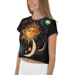 SHE REBEL - Sun & Moon Celestial Graphic Crop Top