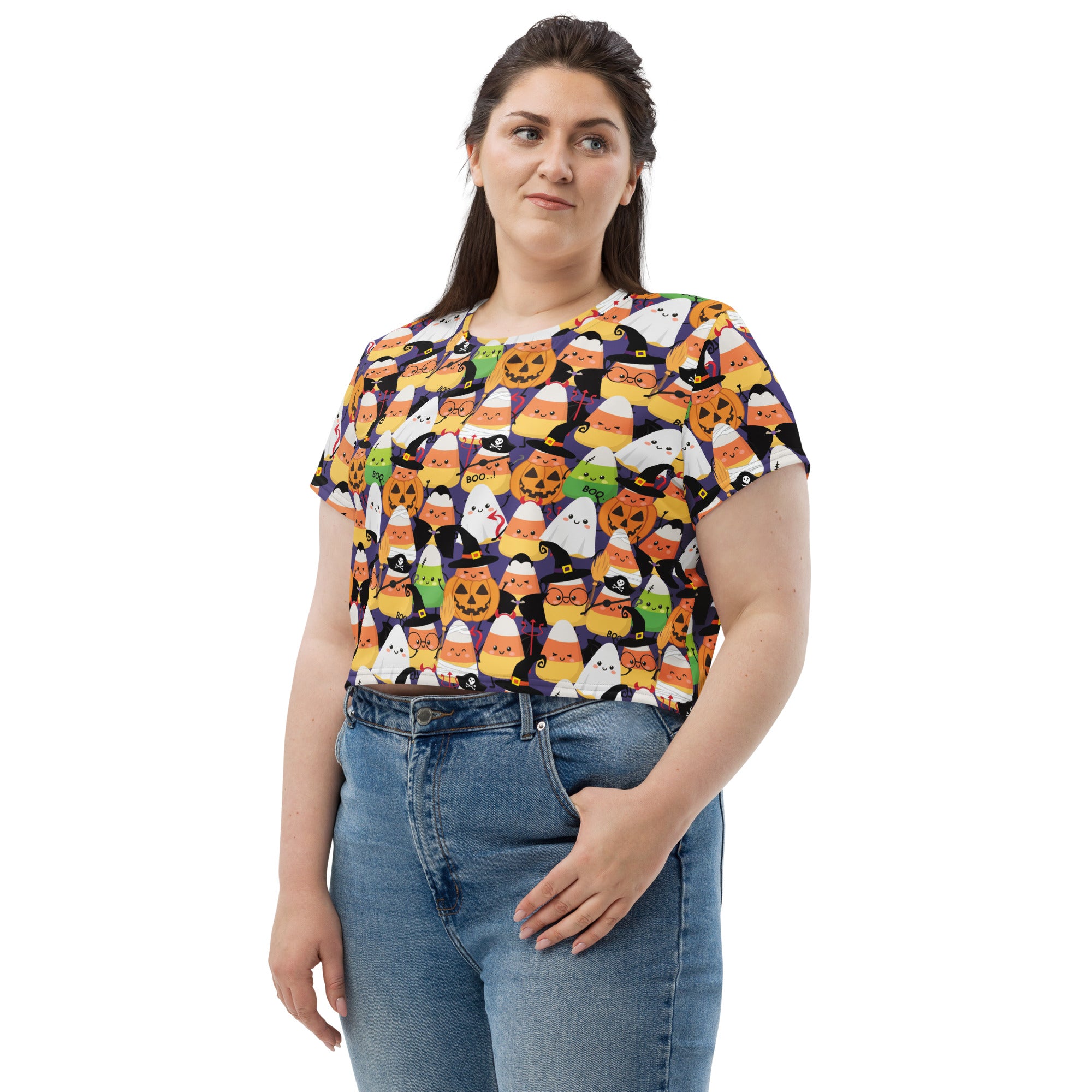 Halloween Candy Corn Graphic Crop Top