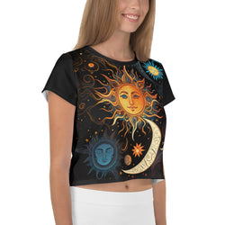 SHE REBEL - Sun & Moon Celestial Graphic Crop Top