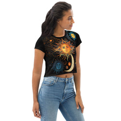 SHE REBEL - Sun & Moon Celestial Graphic Crop Top