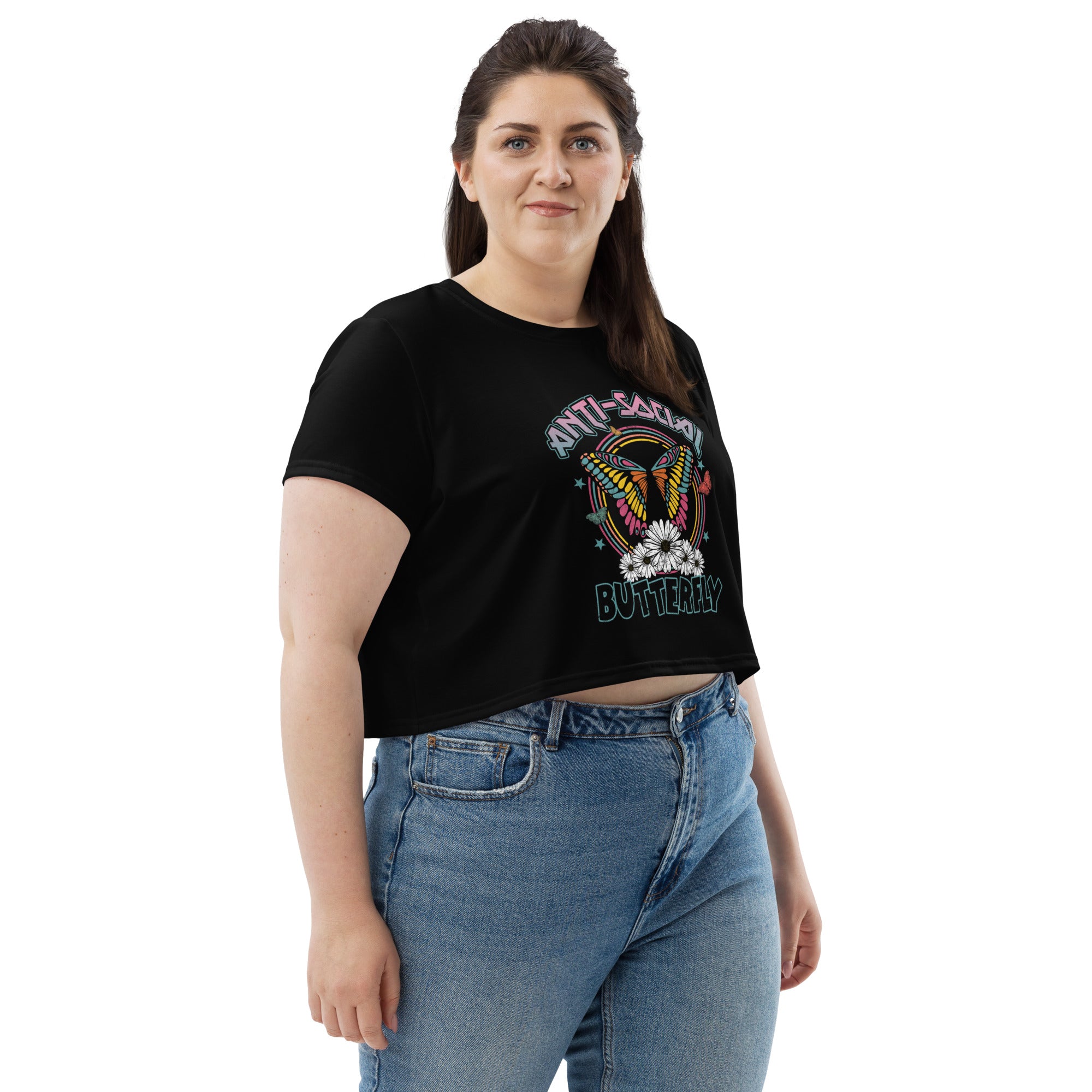 SHE REBEL - Anti-Social Butterfly Crop Tee