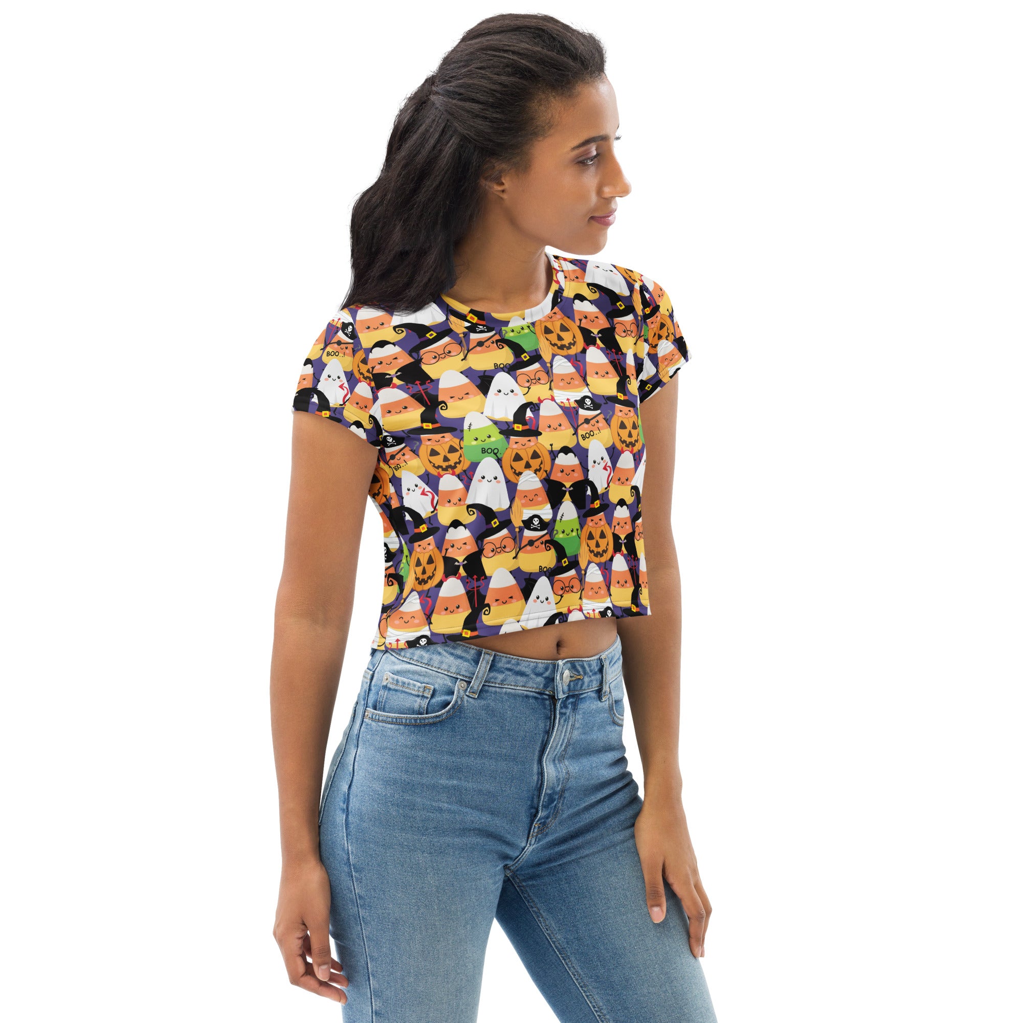 Halloween Candy Corn Graphic Crop Top