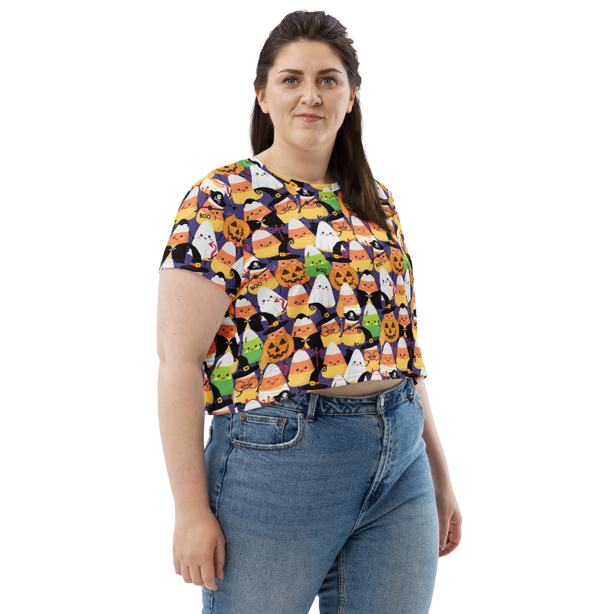 Halloween Candy Corn Graphic Crop Top