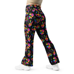 Neon Peace Love Flare leggings