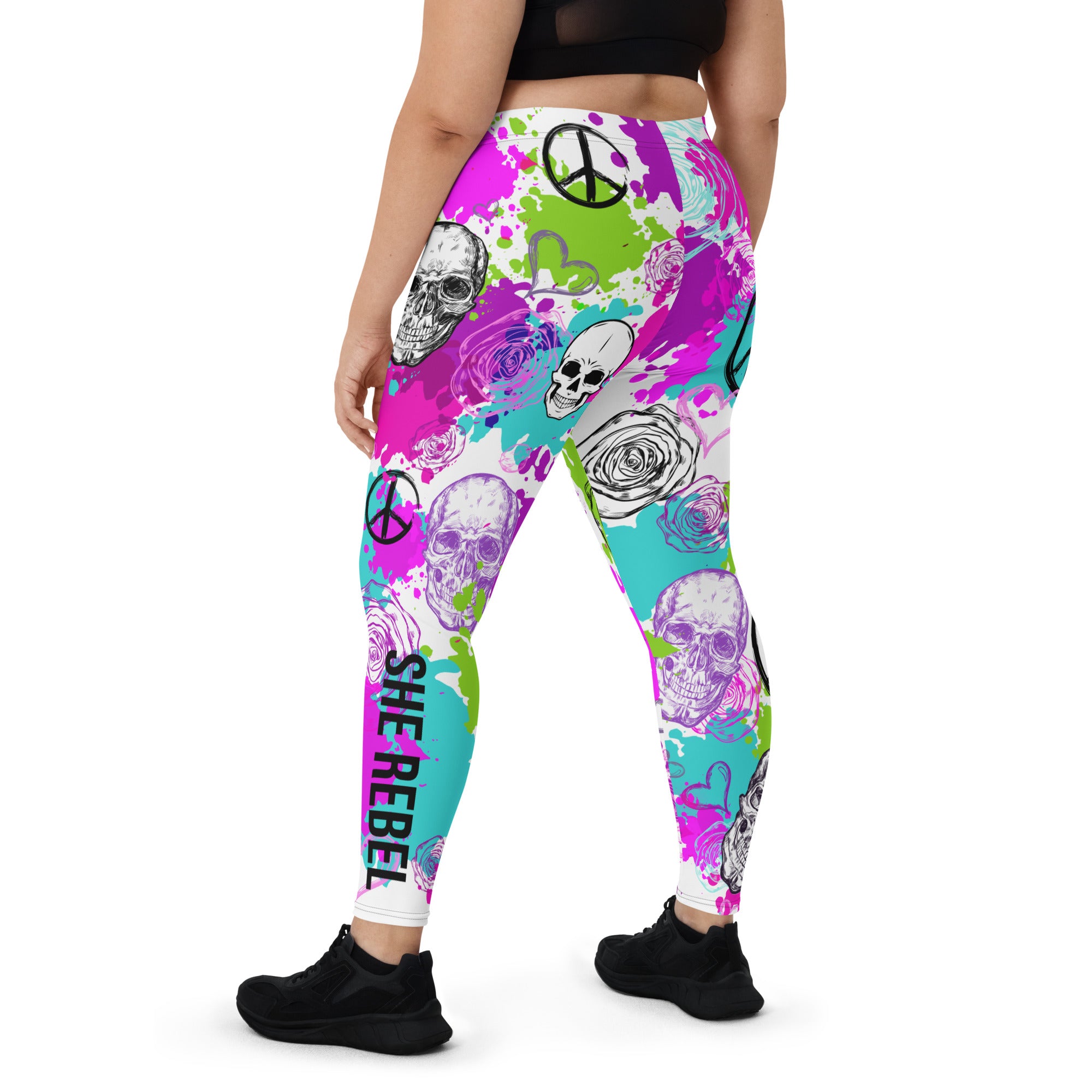 Floral Goth Mid-Waist Leggings