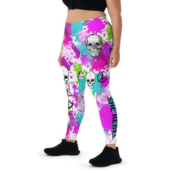 Floral Goth Mid-Waist Leggings