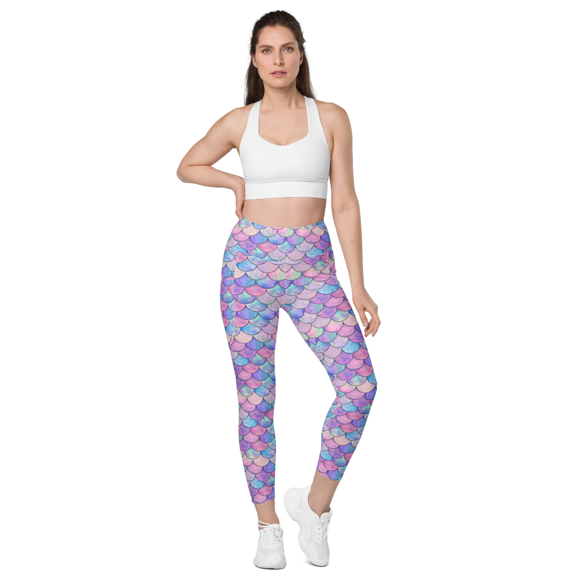 SHE REBEL - Pastel Mermaid Scale Leggings with Pockets | All Sizes