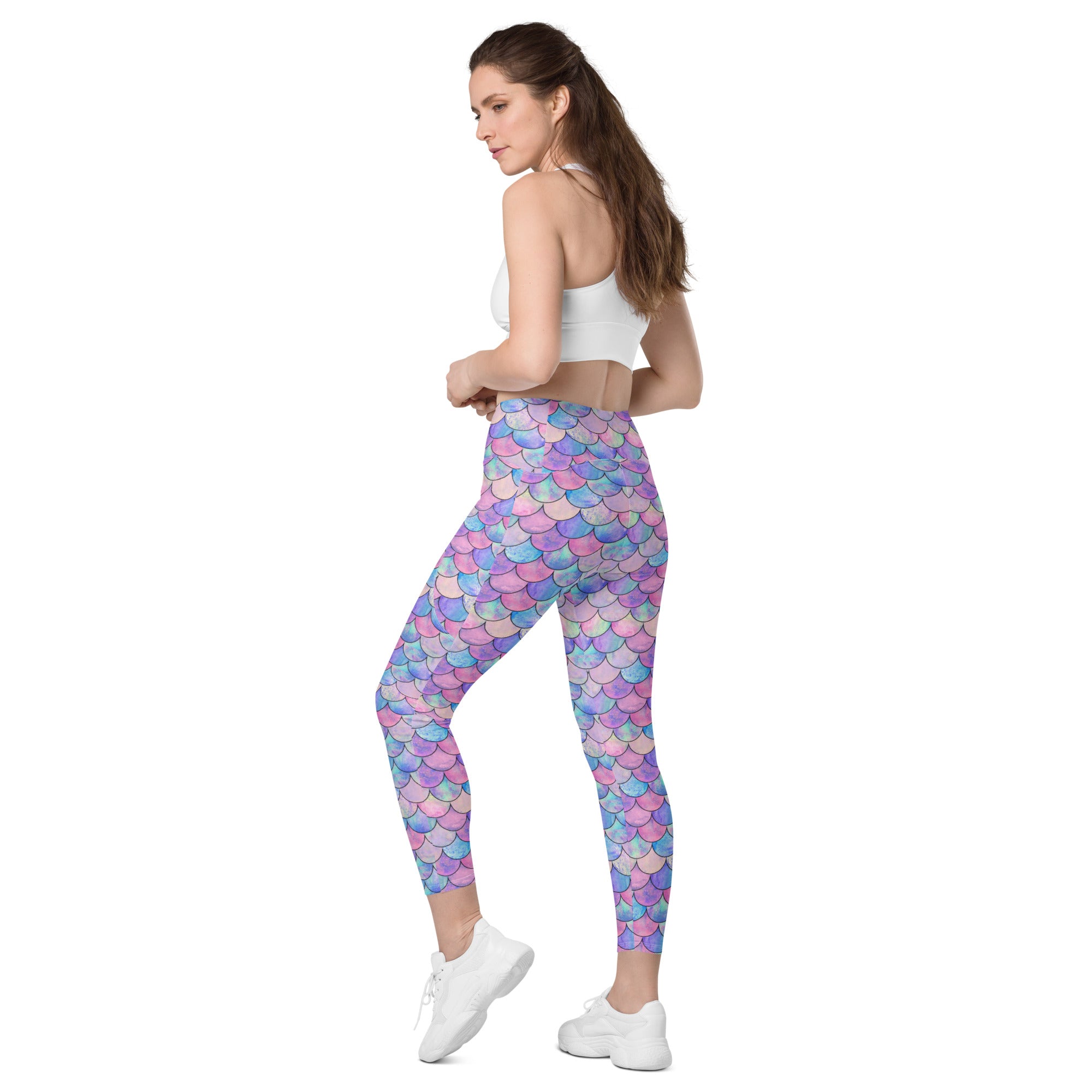 SHE REBEL - Pastel Mermaid Scale Leggings with Pockets | All Sizes