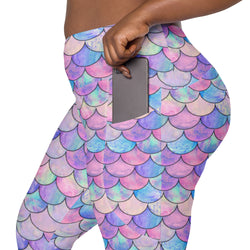 SHE REBEL - Pastel Mermaid Scale Leggings with Pockets | All Sizes