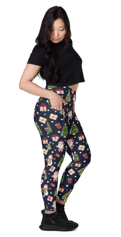 Santa's Sleigh Christmas Leggings with Pockets