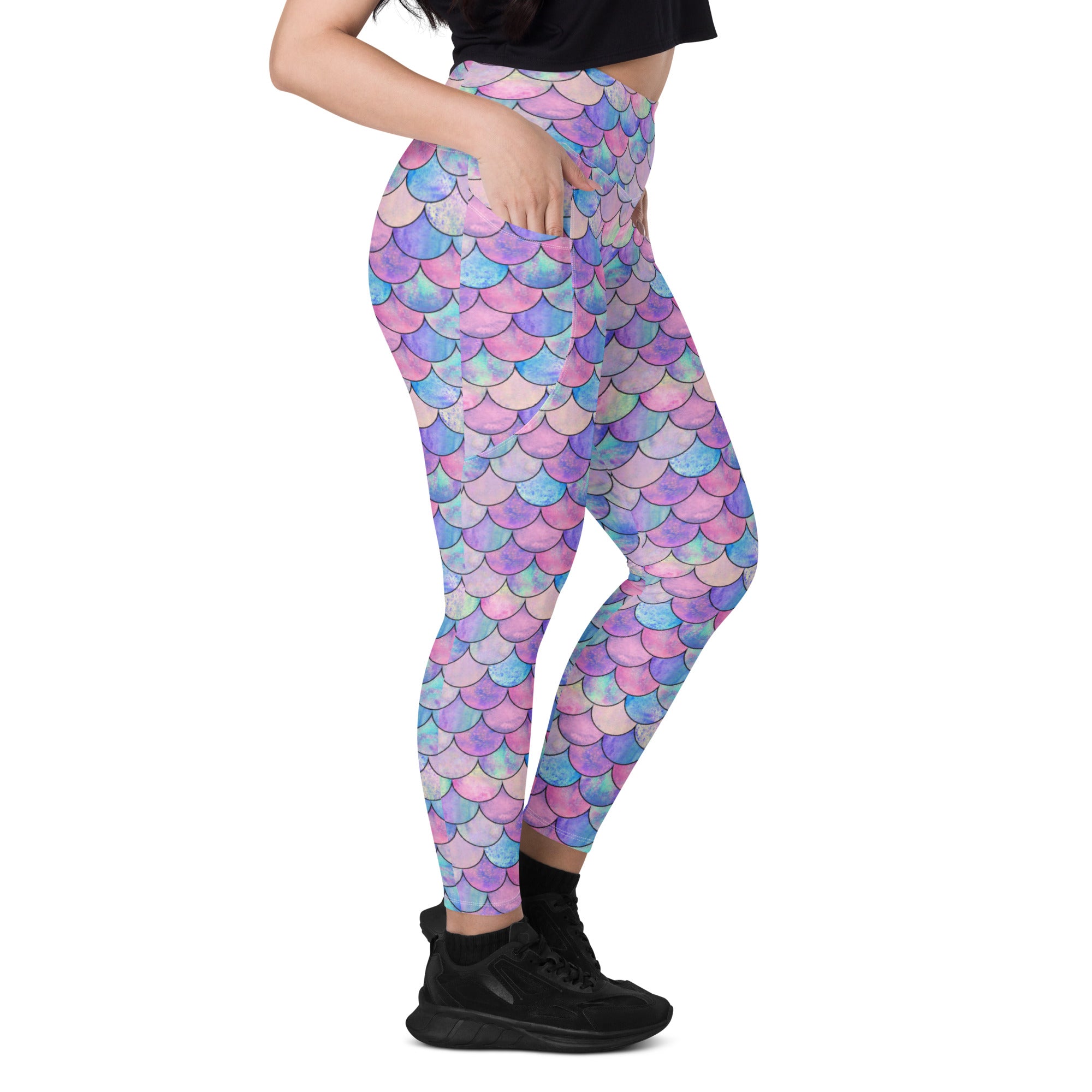 SHE REBEL - Pastel Mermaid Scale Leggings with Pockets | All Sizes