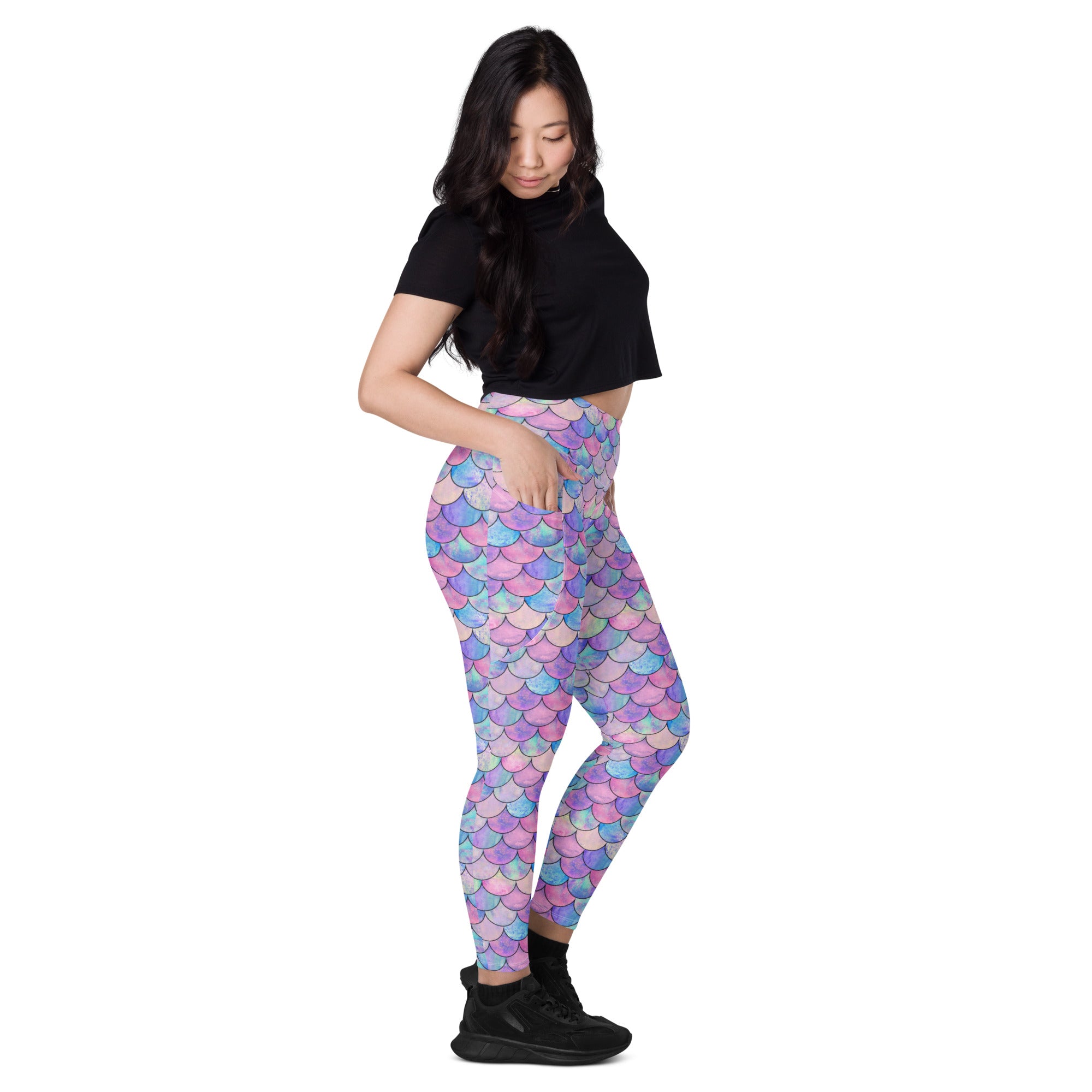 SHE REBEL - Pastel Mermaid Scale Leggings with Pockets | All Sizes