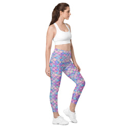 SHE REBEL - Pastel Mermaid Scale Leggings with Pockets | All Sizes