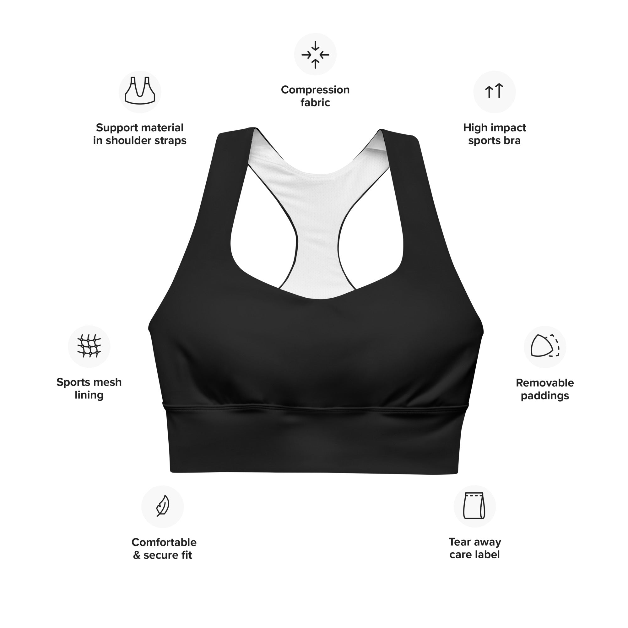 Basic Black Longline Sports Bra