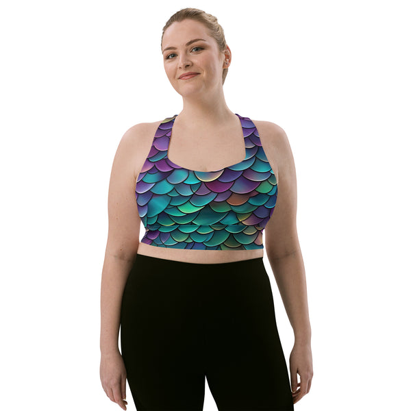 Multicolored Dragon Scale Longline Sports Bra