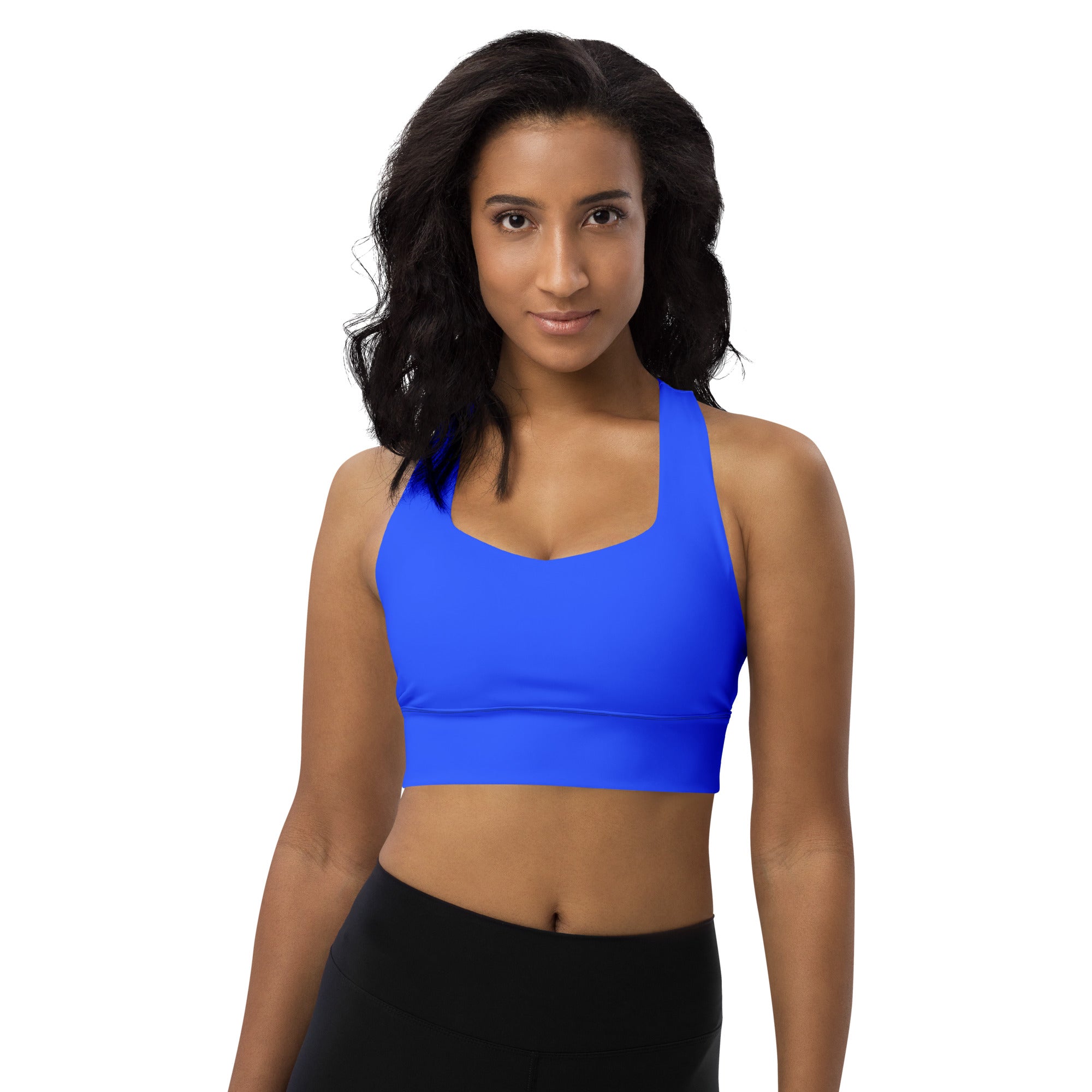 MKV Longline Sports Bra in Neon Blue