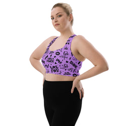 Empower Longline Sports Bra in Purple with Shadow Leopard Print