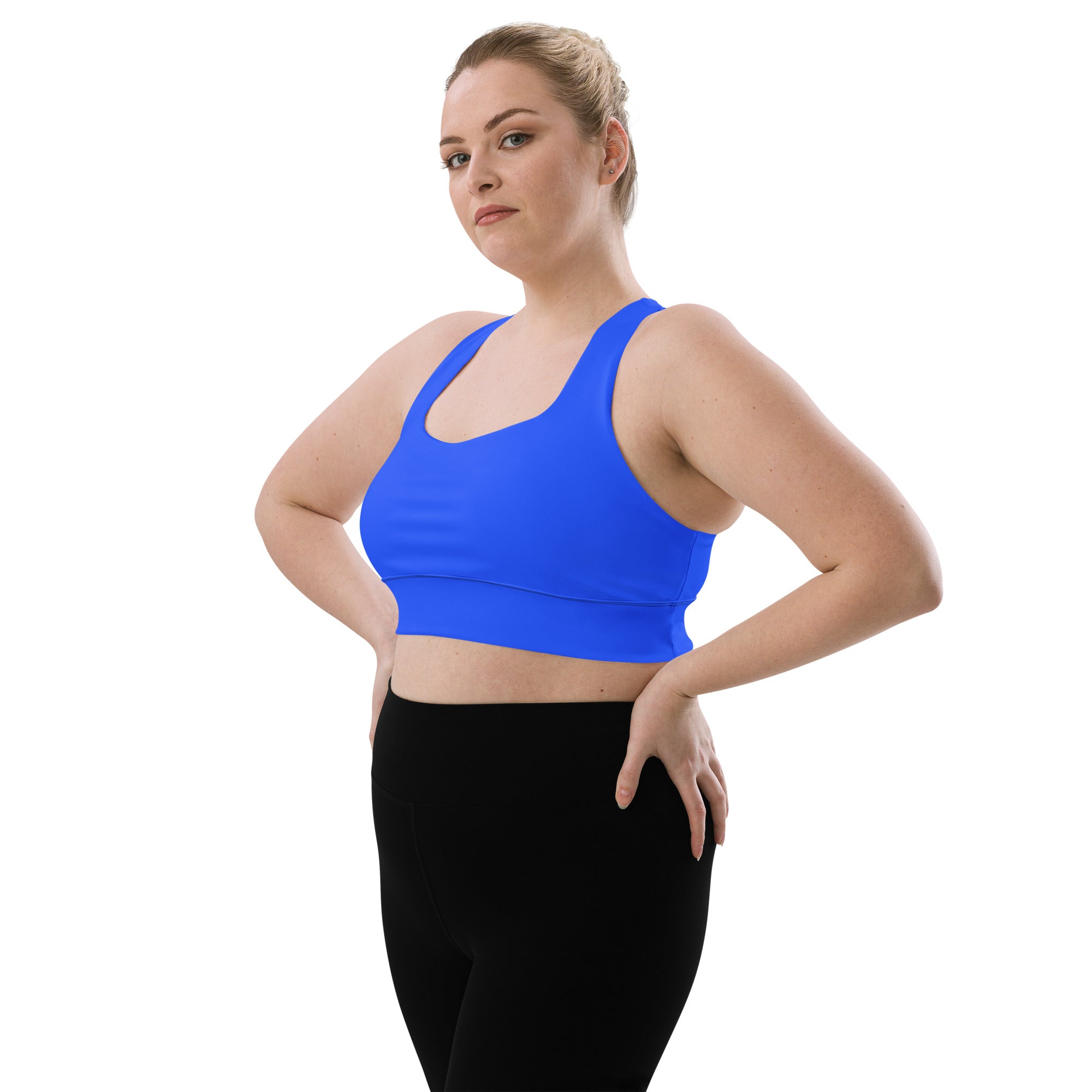 MKV Longline Sports Bra in Neon Blue