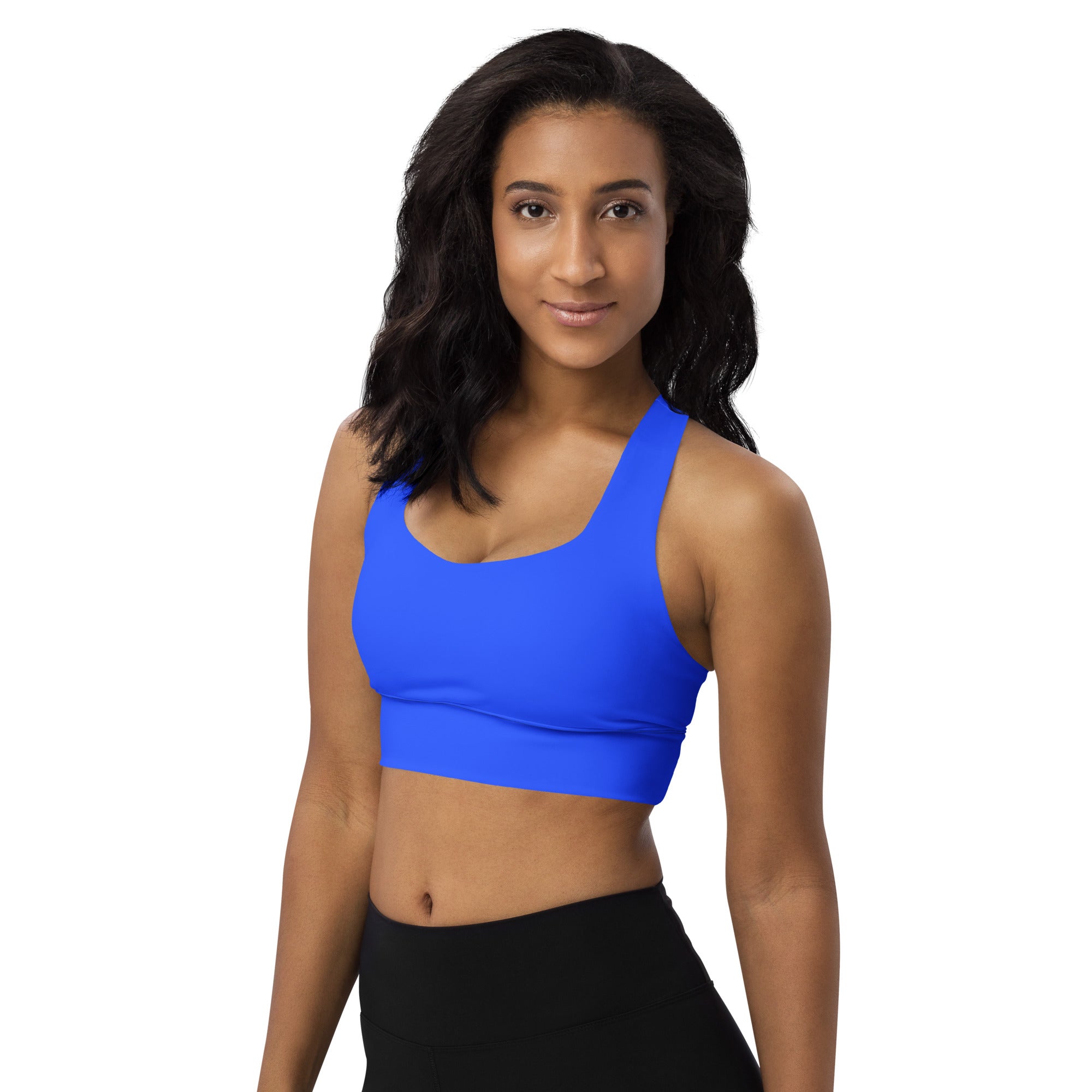 MKV Longline Sports Bra in Neon Blue