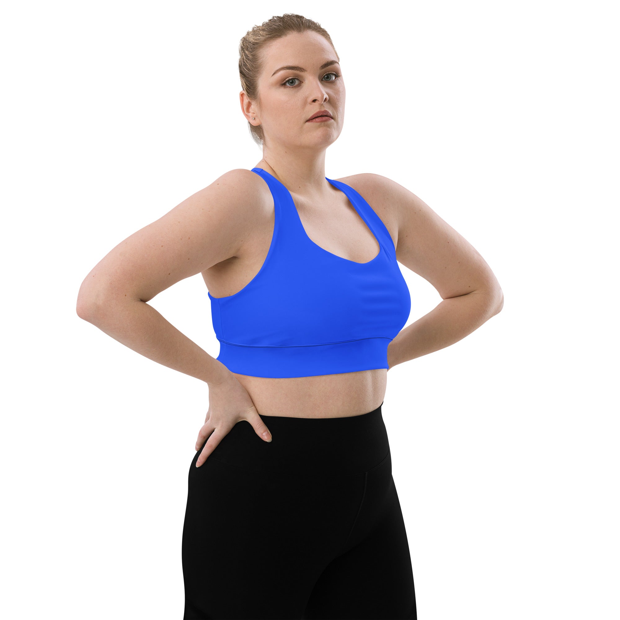 MKV Longline Sports Bra in Neon Blue