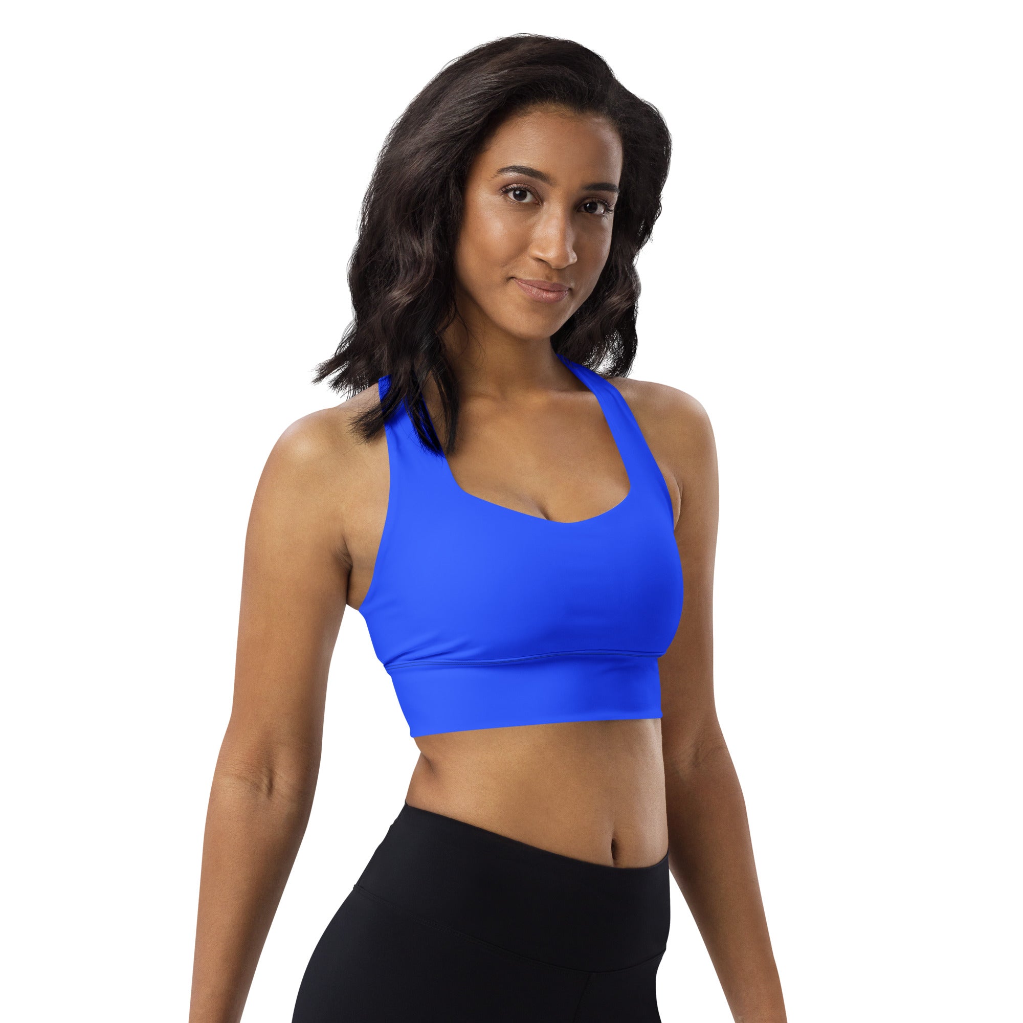 MKV Longline Sports Bra in Neon Blue