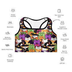 Cute Halloween Kitty Sports Bra