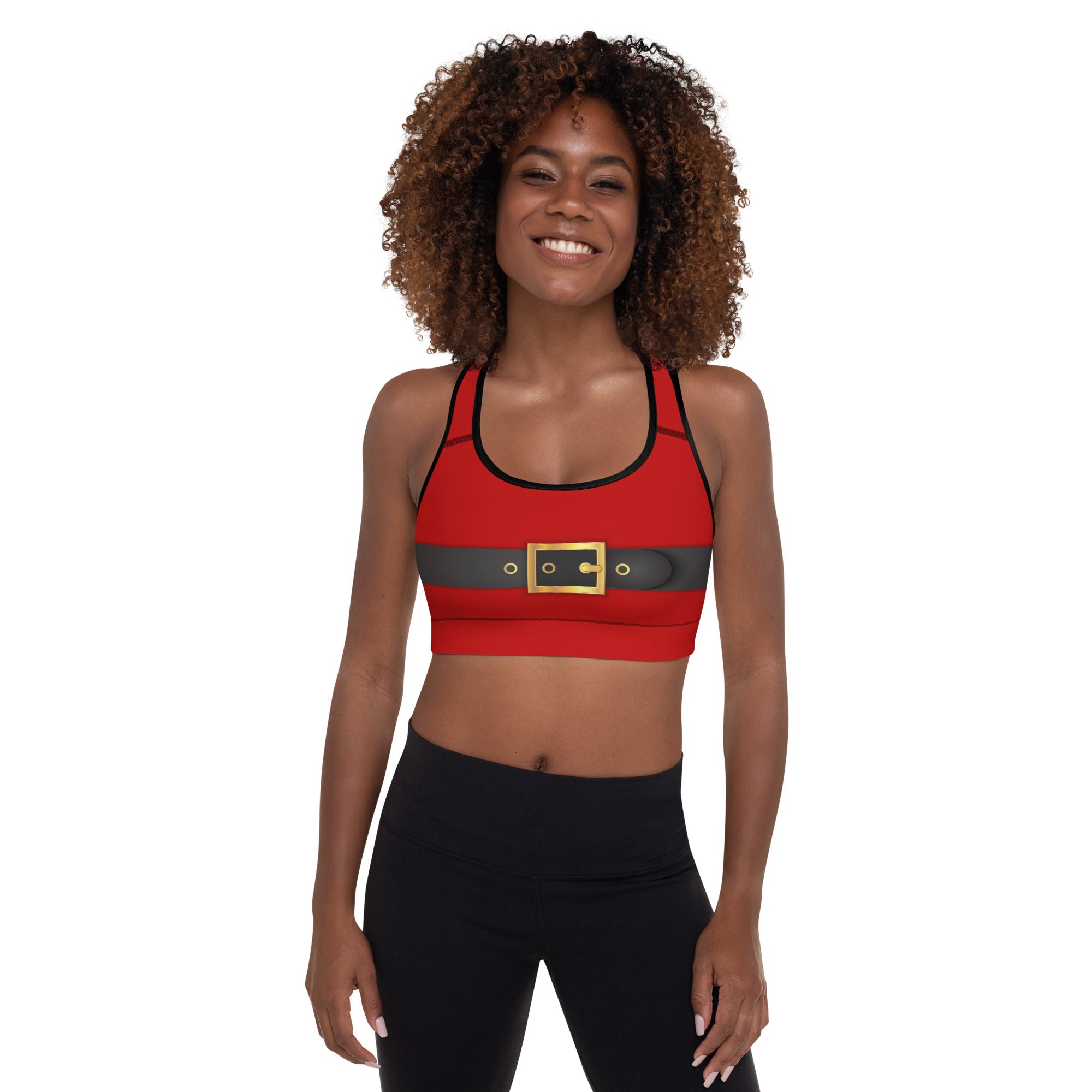 Santa Claus Belt Buckle Sports Bra