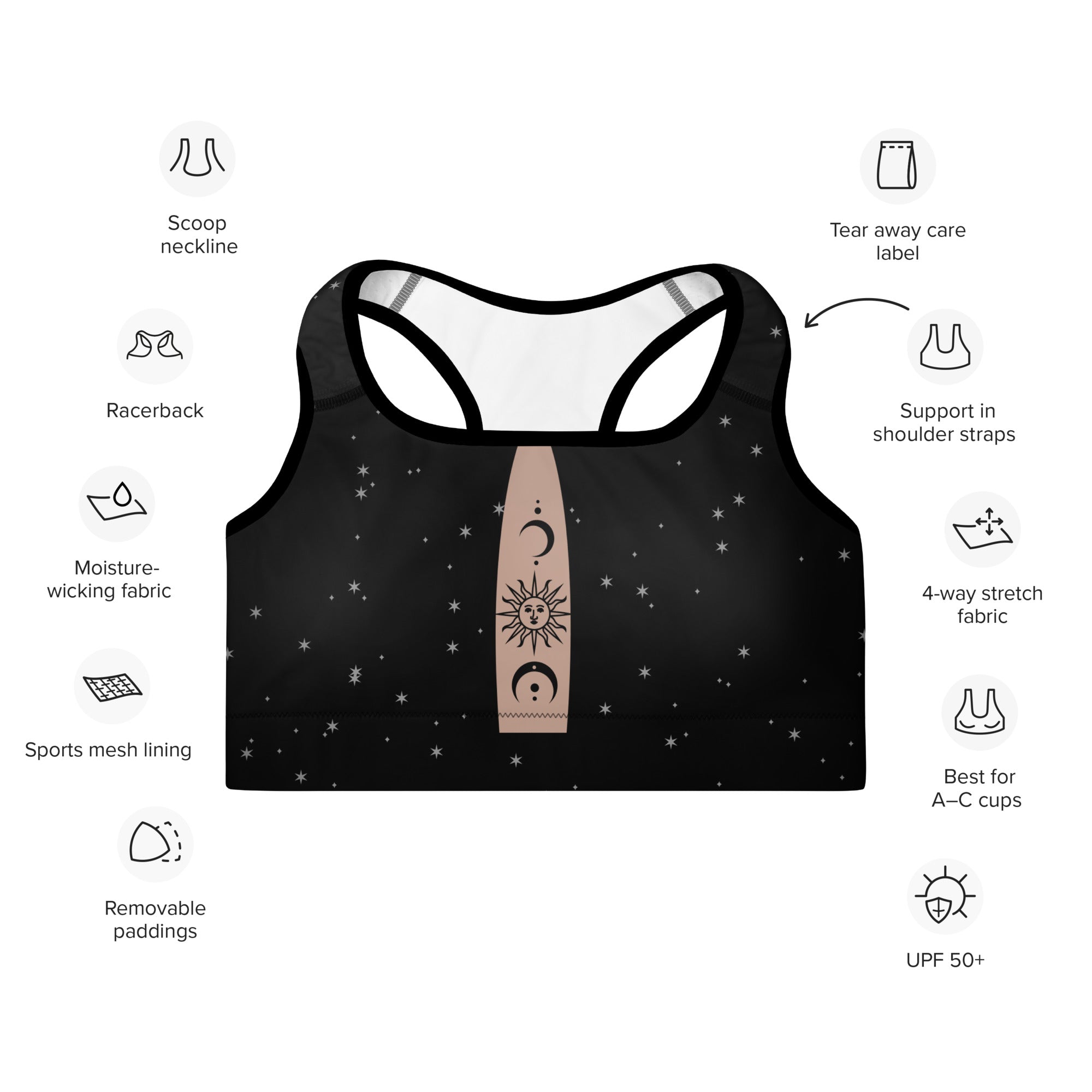 Crescent Moon & Sun Sports Bra