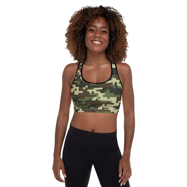 Digital Green Camo Sports Bra