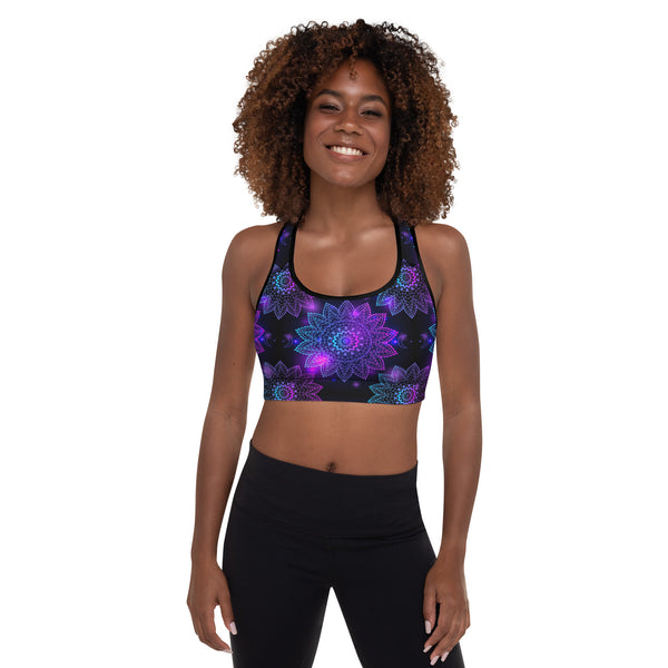 Neon Mandala Print Sports Bra