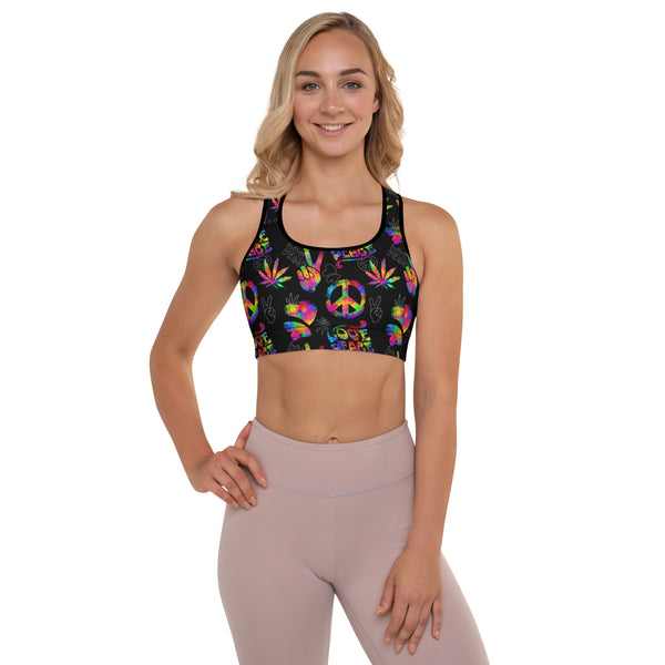 Neon Love & Peace Sports Bra