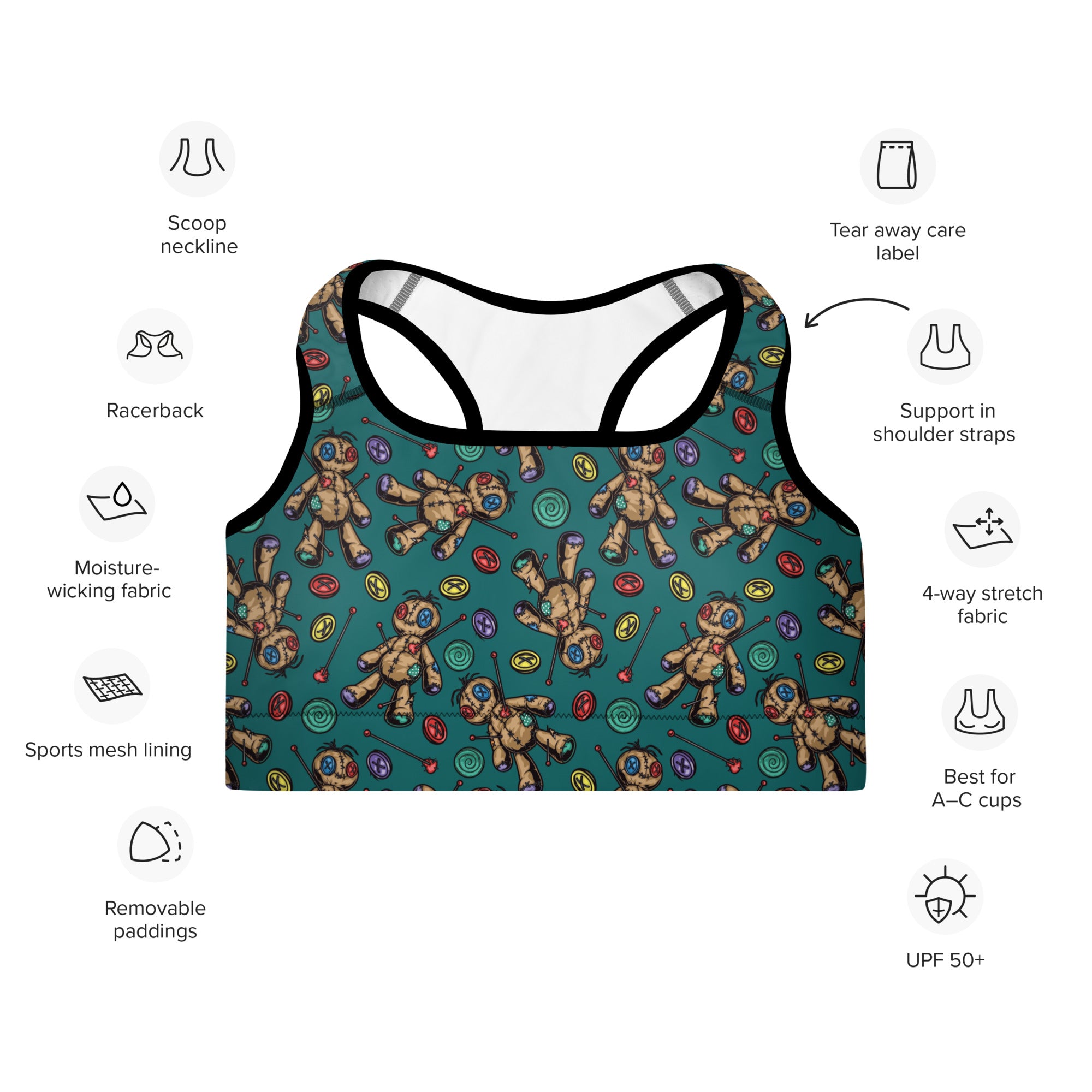 Voodoo Doll Racerback Sports Bra