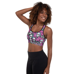 Sugar Skulls & Pink Roses Sports Bra