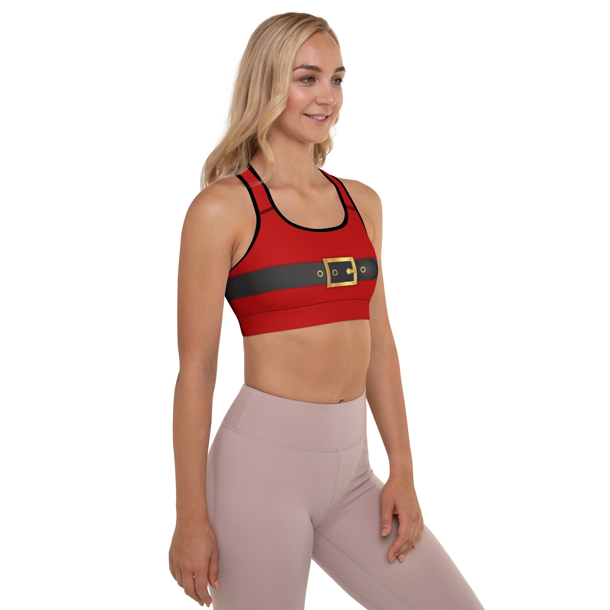 Santa Claus Belt Buckle Sports Bra