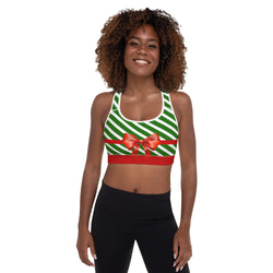 Candy Stripe Christmas Bow Sports Bra