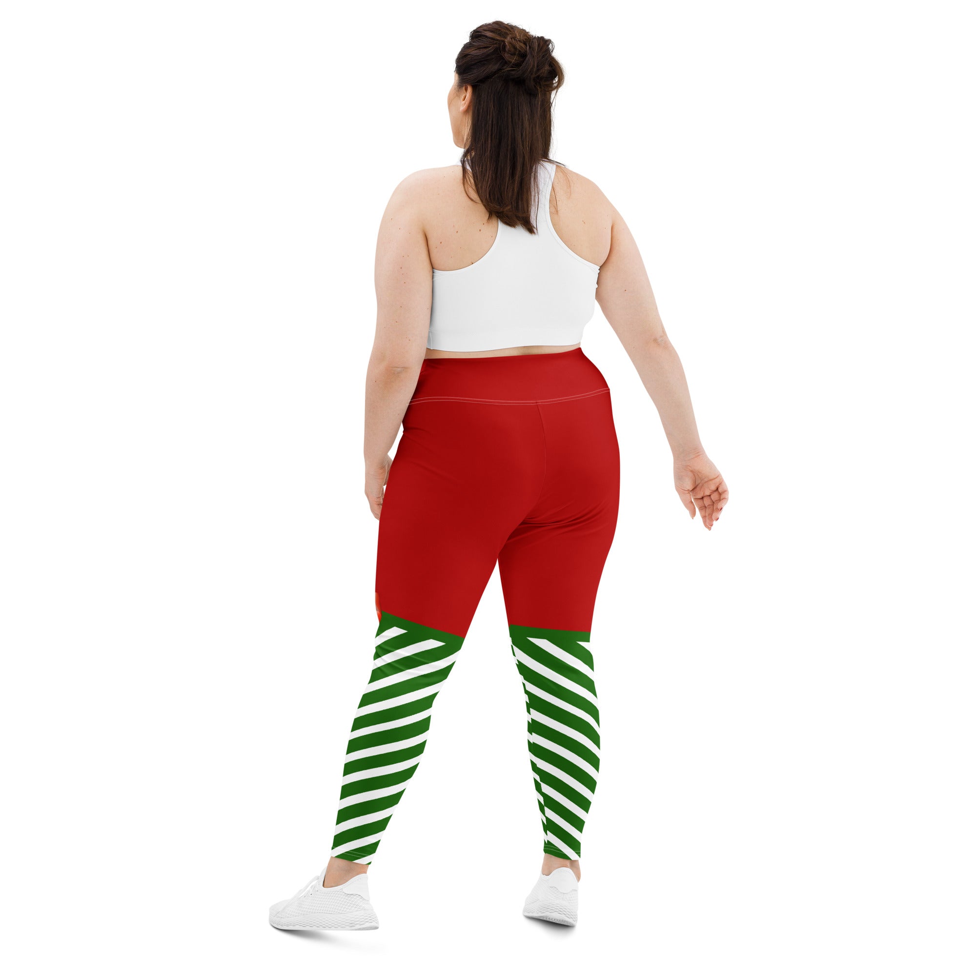 Candy Stripe XMas Bow Leggings | Plus Size