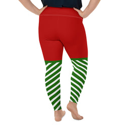 Candy Stripe XMas Bow Leggings | Plus Size