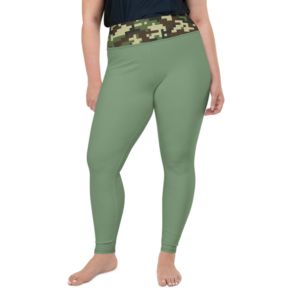 Digital Green Print Plus Size Leggings