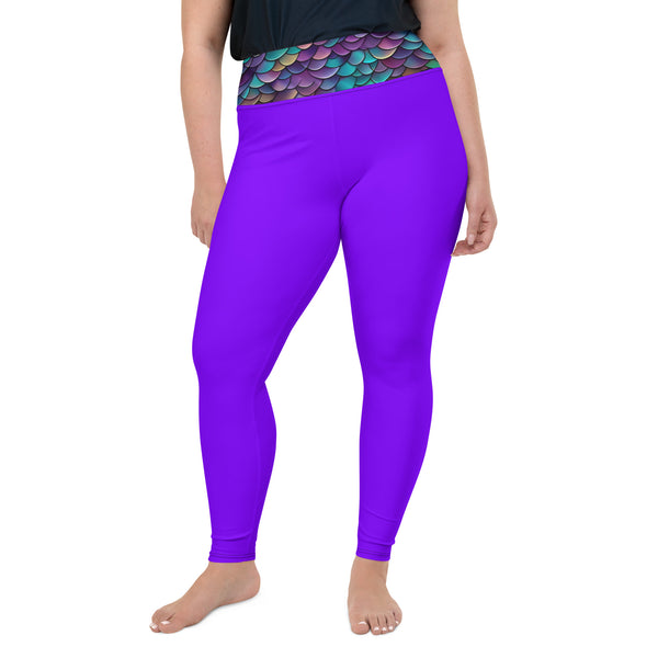 Dragon Scales Deep Purple Plus Size Leggings