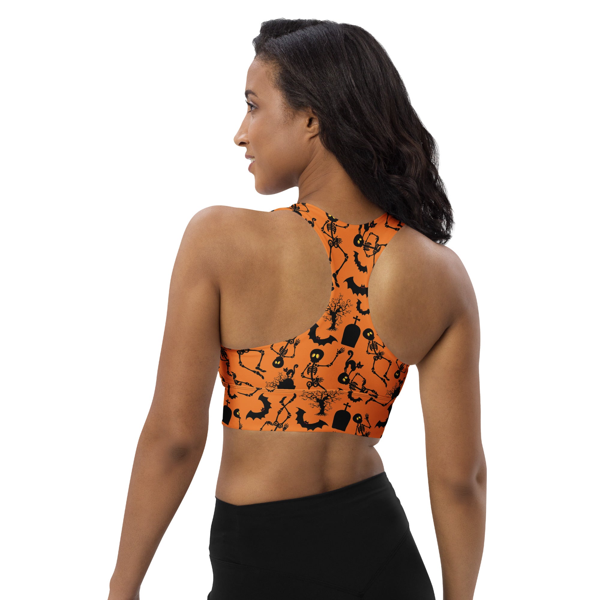 Spooky Scary Skeletons Longline Sports Bra