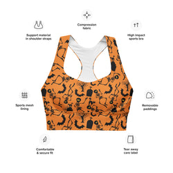 Spooky Scary Skeletons Longline Sports Bra